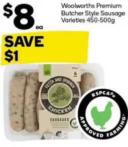 Woolworths Woolworths Premium Butcher Style Sausage Varieties 450-500g offer