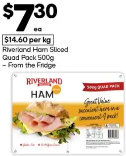 Woolworths Riverland Ham Sliced Quad Pack 500g offer
