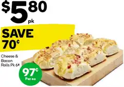 Woolworths Cheese & Bacon Rolls Pk 6 offer