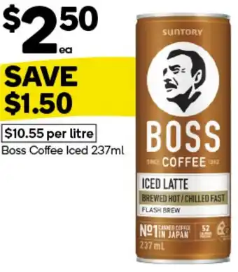 Woolworths Boss Coffee Iced 237ml offer