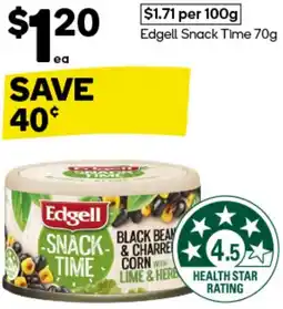 Woolworths Edgell Snack Time 70g offer