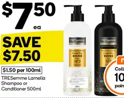 Woolworths TRESemme Lamella Shampoo or Conditioner 500ml offer