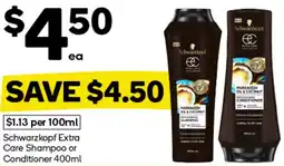 Woolworths Schwarzkopf Extra Care Shampoo or Conditioner 400ml offer
