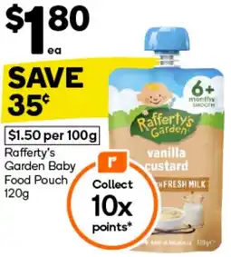 Woolworths Rafferty's Garden Baby Food Pouch 120g offer