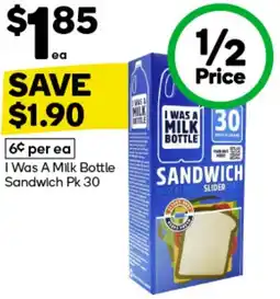 Woolworths I Was A Milk Bottle Sandwich Pk 30 offer