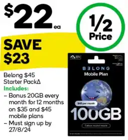 Woolworths Belong $45 Starter Pack offer