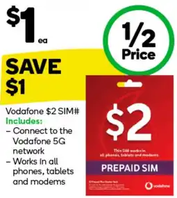 Woolworths Vodafone $2 SIM offer