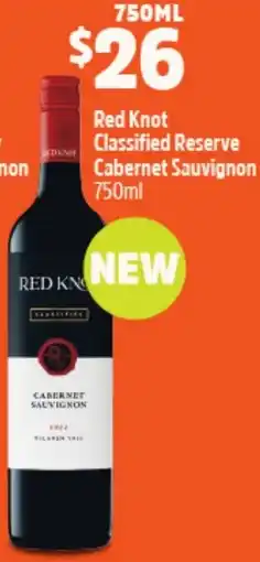 Woolworths Red Knot Classified Reserve Cabernet Sauvignon 750ml offer
