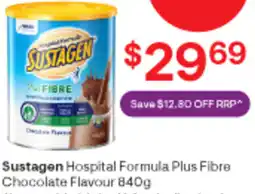 Discount Drug Stores Sustagen Hospital Formula Plus Fibre Chocolate Flavour 840g offer