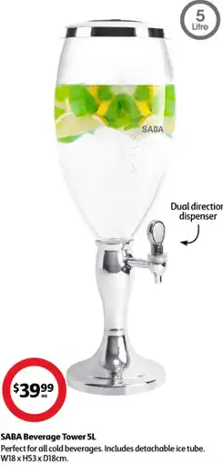 Coles SABA Beverage Tower 5L offer