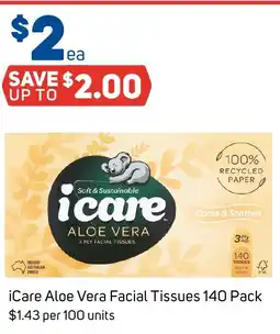 Foodland iCare Aloe Vera Facial Tissues 140 Pack offer