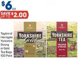 Foodland Taylors of Harrogate Yorkshire Strong or Gold Tea Bags 100 Pack offer