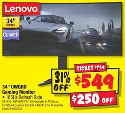 JB Hi-Fi 34" UWQHD Gaming Monitor offer