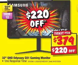JB Hi-Fi 32" QHD Odyssey G51 Gaming Monitor offer