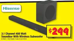 JB Hi-Fi 3.1 Channel 480 Watt Soundbar With Wireless Subwoofer offer
