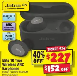 JB Hi-Fi Elite 10 True Wireless ANC Earphones offer