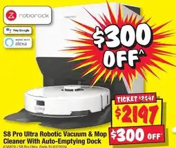 JB Hi-Fi S8 Pro Ultra Robotic Vacuum & Mop Cleaner With Auto-Emptying Dock offer