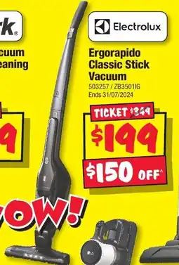 JB Hi-Fi Ergorapido Classic Stick Vacuum offer