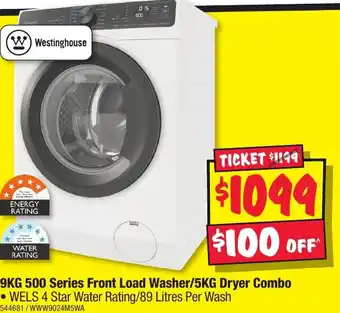 JB Hi-Fi 9KG 500 Series Front Load Washer/5KG Dryer Combo offer