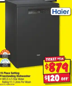 JB Hi-Fi 15 Place Setting Freestanding Dishwasher offer