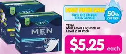 TENA Men Level 1 12 Pack or Level 2 10 Pack