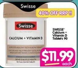 Your Discount Chemist SWISSE Calcium + Vitamin D Tablets 90 offer
