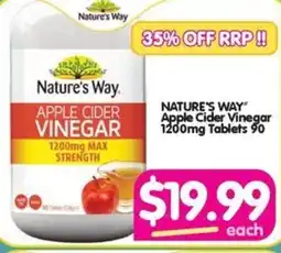Your Discount Chemist NATURE'S WAY Apple Cider Vinegar 1200mg Tablets 90 offer