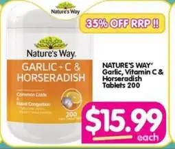 Your Discount Chemist NATURE'S WAY® Garlic, Vitamin C & Horseradish Tablets 200 offer