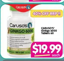 Your Discount Chemist CARUSO'S Ginkgo 6000 Tablets 60 offer