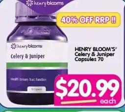 HENRY BLOOM'S" Celery & Juniper Capsules 70