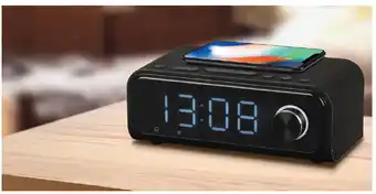 Jaycar Electronics Alarm led clock with radio & 5w qi wireless charging offer