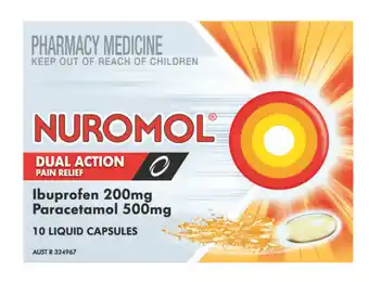 Nuromol dual action 10 liquid capsules