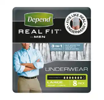 Pharmacy Direct Depend real fit for men underwear 8 pack - large offer
