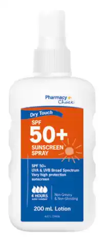 Pharmacy Direct Pharmacy choice dry touch sunscreen spray spf 50+ 200ml offer