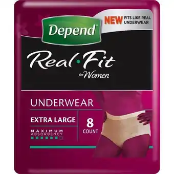 Depend real fit for women underwear extra large 8 pack range
