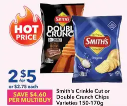 Ritchies Smith's Crinkle Cut or Double Crunch Chips Varieties offer