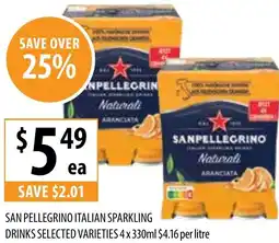 Supabarn SAN PELLEGRINO ITALIAN SPARKLING 4 x 330 ml offer