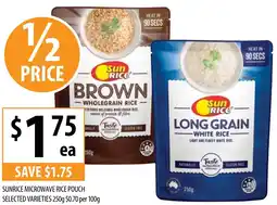 Supabarn SUNRICE MICROWAVE RICE POUCH 250g offer