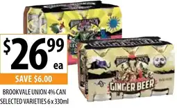 Supabarn BROOKVALE UNION 4% CAN 6 x 330ml offer