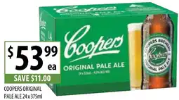 Supabarn COOPERS ORIGINAL PALE ALE 24x375ml offer