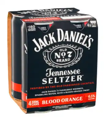 Liquorland Jack daniels & blood orange tennessee seltzer can 330ml offer