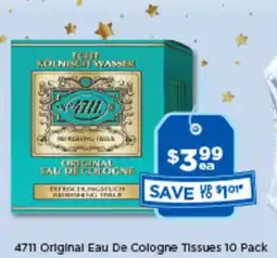 4711 Original Eau De Cologne Tissues 10 Pack Adidas Ice Dive, Pure Game, or Victory League 100mL EDT