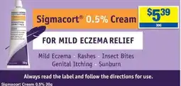 My Chemist Sigmacort Cream 0.5% 30g offer