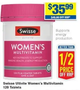 My Chemist Swisse Ultivite Women's Multivitamin 120 Tablets offer