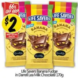NQR Life Savers Banana Fudge in Darrell Lea Milk Chocolate 170g offer