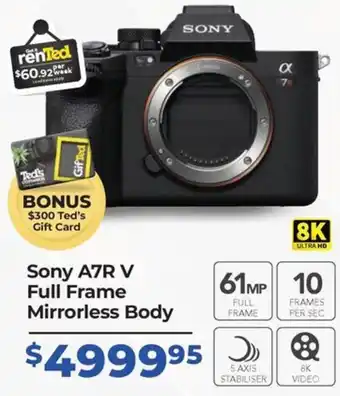 Teds Cameras Sony A7R V Full Frame Mirrorless Body offer