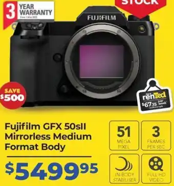 Teds Cameras Fujifilm GFX 50sII Mirrorless Medium Format Body offer