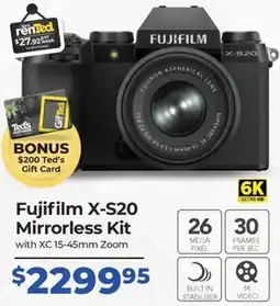 Teds Cameras Fujifilm X-S20 Mirrorless Kit offer