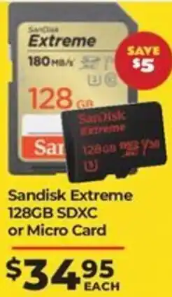 Teds Cameras Sandisk Extreme 128GB SDXC or Micro Card offer