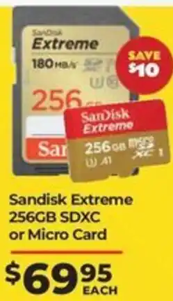 Teds Cameras SanDisk Extreme 256GB SDXC or Micro Card offer